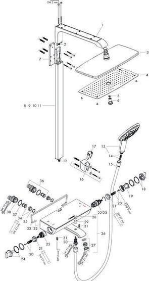 Actual product image hansgrohe Raindance Select E 360 1jet showerpipe bath chrome : Color - White/Chrome