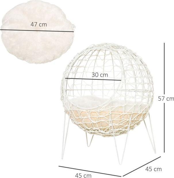Actual product image Swisshandel24 Rattan cat basket cat cave cat hut cat bed with cushion raised design pet bed Cremewe (Cat)