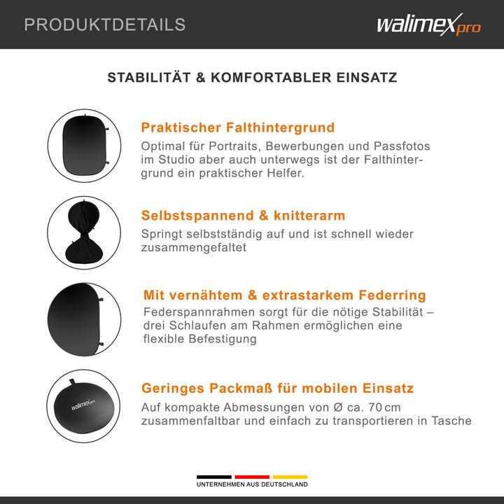 Produktbild Walimex Falthintergrund 150x200cm schwarz (150 cm, 200 cm)