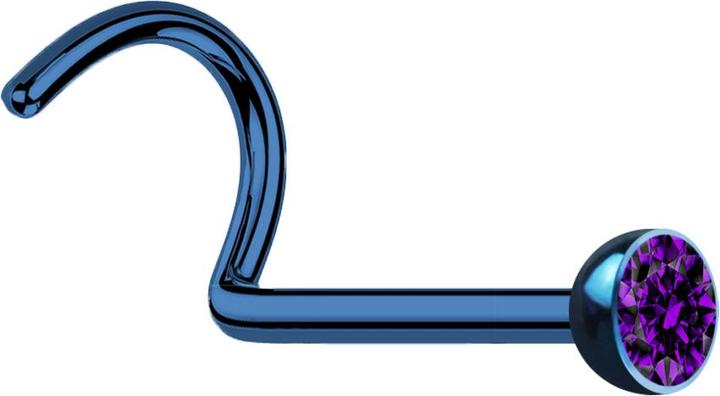 Image du produit Star Piercing Clous de nez courbes bleu foncé avec cristal violet (Acier chirurgical 316L, sans laiton)