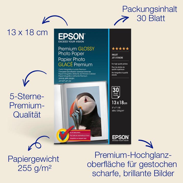 Actual product image Epson Premium Glossy (255 g/m², 13 x 18 cm, 30 x)