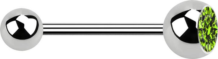 Actual product image Star Piercing Micro barbell silver with ball and ball crystal light green (without brass, Surgical steel 316L)