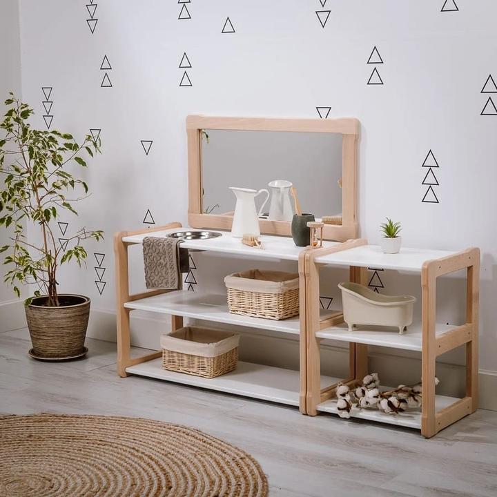 Actual product image Activity Board Child Waldorf Washbasin, Toddler Washbasin, WITH Mirror, Easter Gift