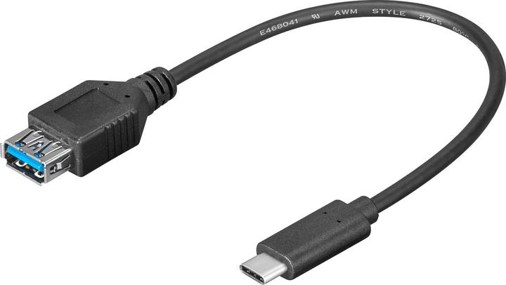 Actual product image Goobay USB 3.0 SuperSpeed Cable > USB-C™, Black, 0.2 m (0.20 m, USB 3.2 Gen 1)