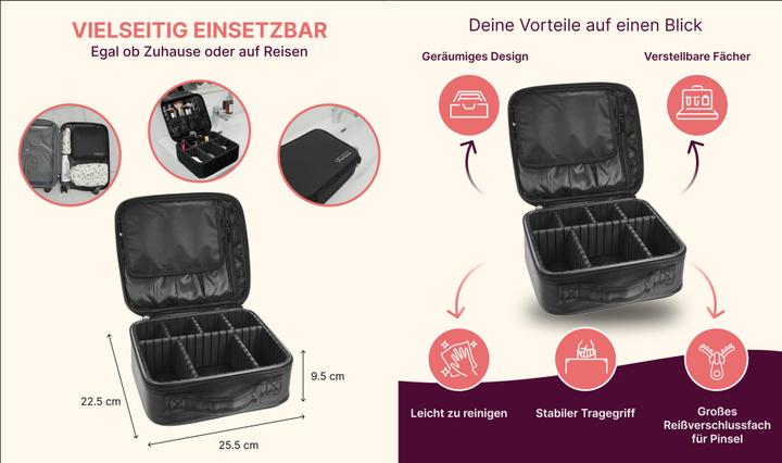 Immagine prodotto Beauty case nero 22,5 x 25,5 x 9,5 cm, con scomparti organizzativi