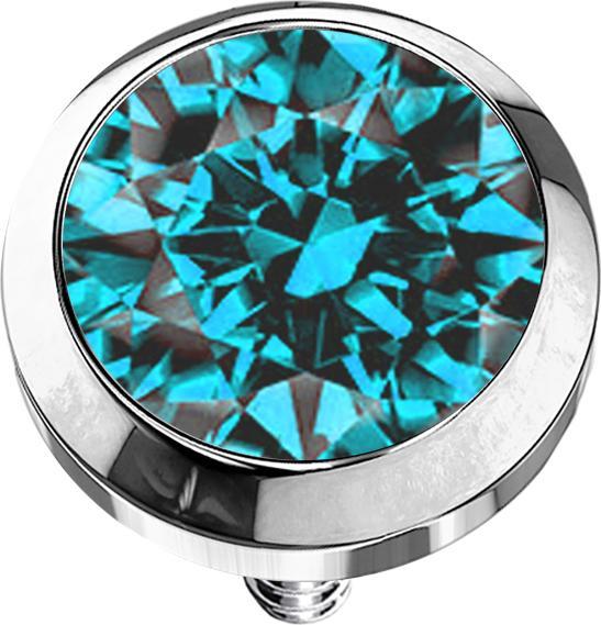 Produktbild Star Piercing Dermal Anchor silber mit Kristall aqua (ohne Messing, Chirurgenstahl 316L)