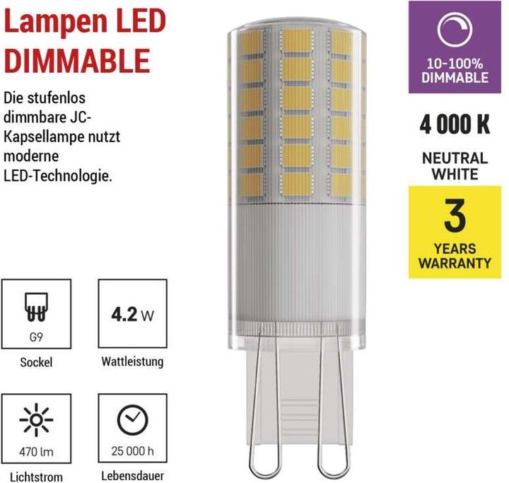 Produktbild Emos LED Lampe Classic (G9, 4.20 W, 470 lm, 1 x, E)
