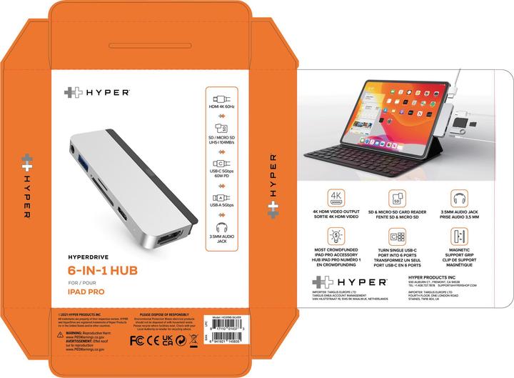 Produktbild Hyperdrive Multiport Hub (USB-C, 6 Ports)