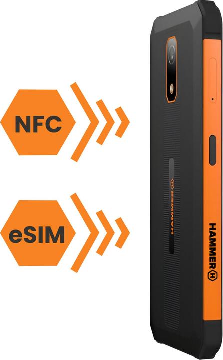 Produktbild Myphone Smartphone Iron Va Wasserdicht stossfest etange (64 GB, Schwarz / Orange, 6.56", Dual SIM, 13 Mpx, 4G)