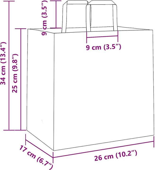 Image du produit VidaXL Sacs en papier kraft 50 pcs. avec anse Blanc 26x17x25 cm Sac en papier (Pochette cadeau, 50 x)