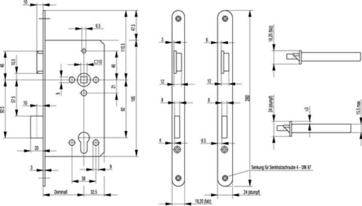 Actual product image BKS Haustür-Einsteckschloss 0024 0024 PZ 24/65/92/10 mm DIN links käntig (Mortise lock)