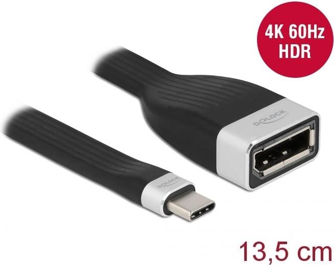 Image du produit Delock FPC Câble plat USB Type-C™ vers DisplayPort (DP Alt Mode) 4K 60 Hz 13,5 cm (USB-C, 13.50 cm)