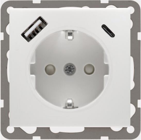Actual product image IVF Hartmann SCHUKOD 6511.02 SI USB CASocket outlet w.USB charger rws 00243951