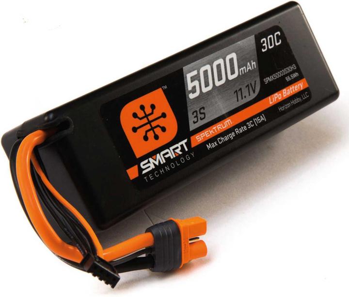 Horizon Hobby LiPo Pack 5000mah 3S 11.1V Smart LiPo 30C, Hartcase, iC3 (11.10 V, 5000 mAh)