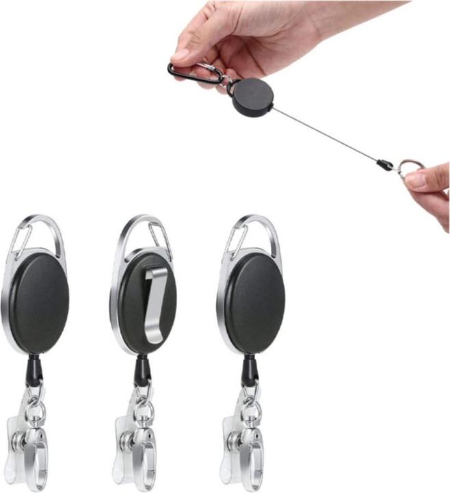 Actual product image Werkstein Anti-Lost Key-Bak Schlüsselanhänger mit Gürtelclip + Kartenhalter 3er Set