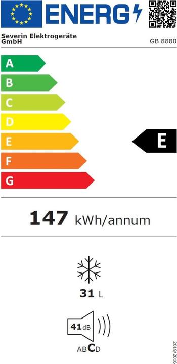 Energy Label Severin GB8880 (Stand-alone, 31 l)