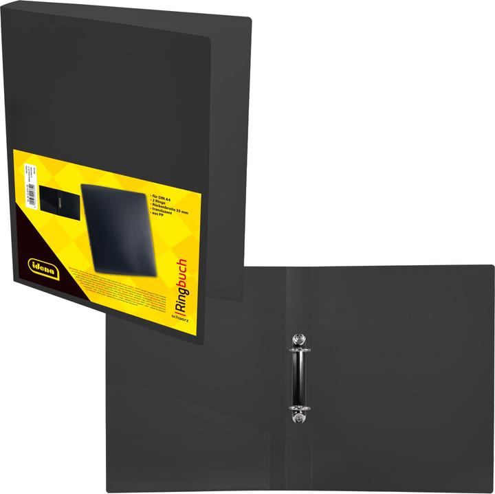 Produktbild Idena Ringbuch A4 PP schwarz 35mm 2 Ringe (A4, 35 mm, 1 Stück)