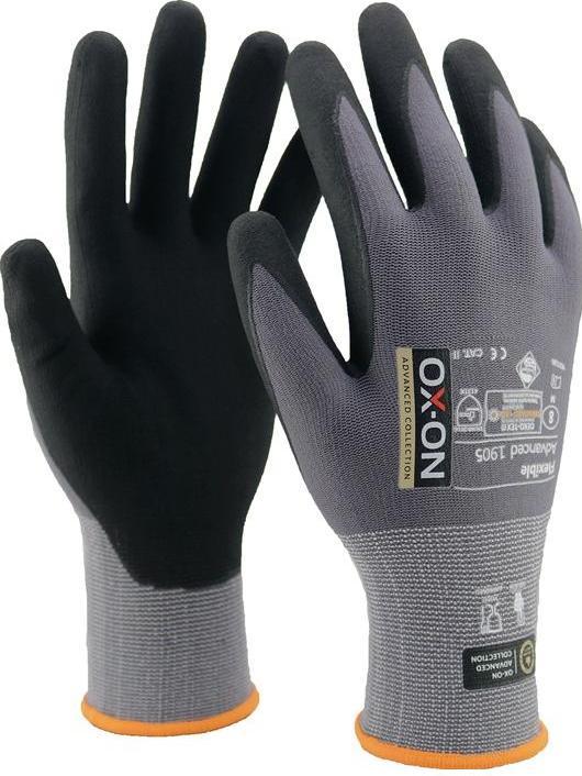 Produktbild Ox-On Handschuhe Flexible Advanced 1905 Grösse 7 schwarz/hellgrau ( 4000391385 ) (7)