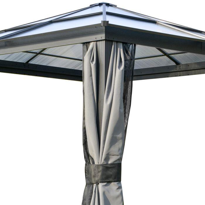 Produktbild Swisshandel24 Luxus Pavillon Gartenpavillon Alu mit lichtdurchlässigem PC Dach Braun+Beige 300 x 360 x 265 cm (360 cm, 300 cm)