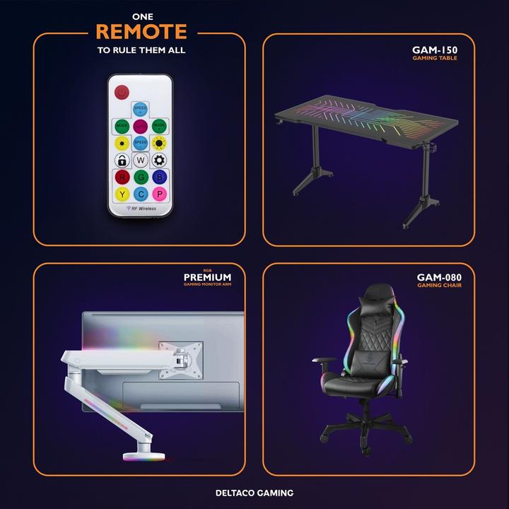 Immagine prodotto Deltaco Gaming RGB - Supporti per monitor a braccio singolo (Tavolo, 32")