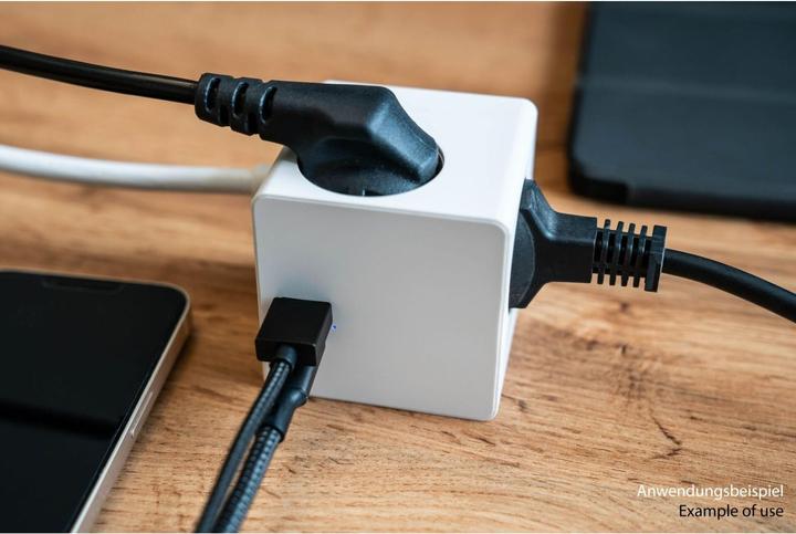 Actual product image Kabelmeister Socket cube 3-way USB-C USB-A, white, 3m (3 x, USB-A, USB-C, 3 m)
