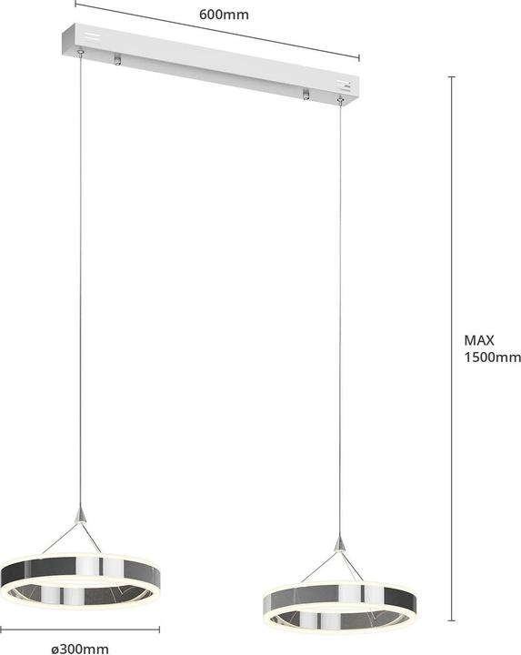 Produktbild Lucande Lyani Pendelleuchte L85 Chrome/White (3200 lm)