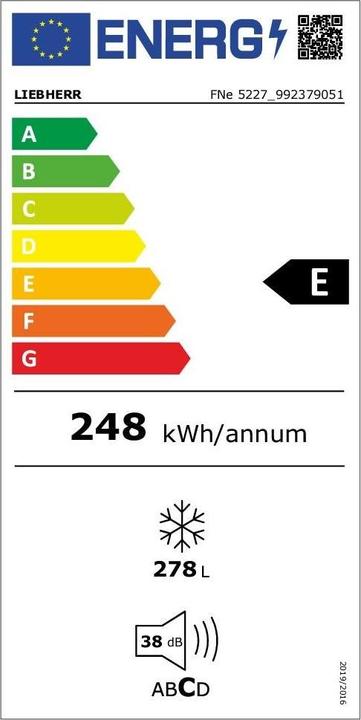 Etichetta energetica Liebherr Congelatore Plus FNe 5227 Bianco (Struttura autonoma, 277 l)