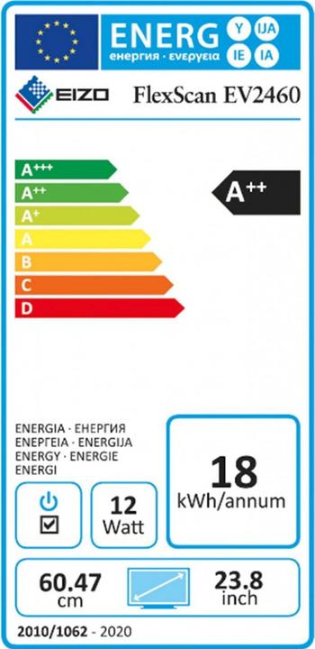 Label énergétique Eizo EV2460 (1920 x 1080 pixels, 23.80")
