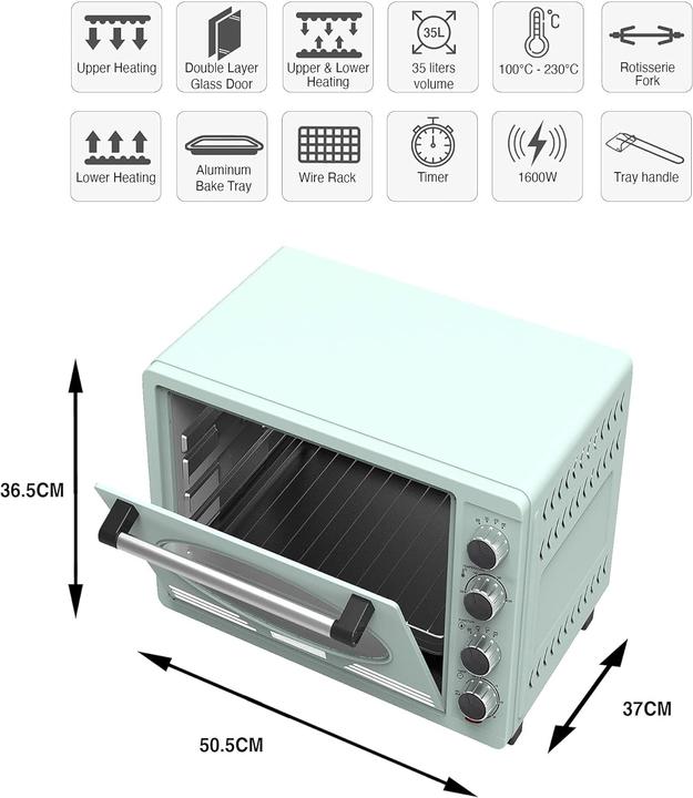 Image du produit TurboTronic By Z-Line Mini-four rétro à chaleur tournante Turquoise