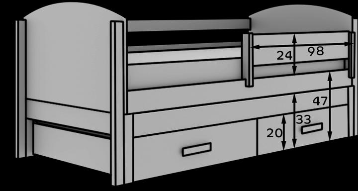 Produktbild ADRK Furniture Kinder-Doppelbett Olen 180x80 mit Matratze (180 x 80 cm)