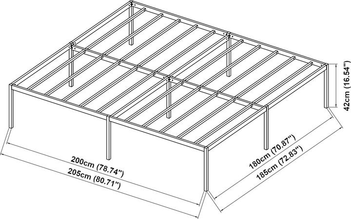 Produktbild En.Casa Metallbett Vårdö mit Matratze 180x200 cm Schwarz (180 x 200 cm)