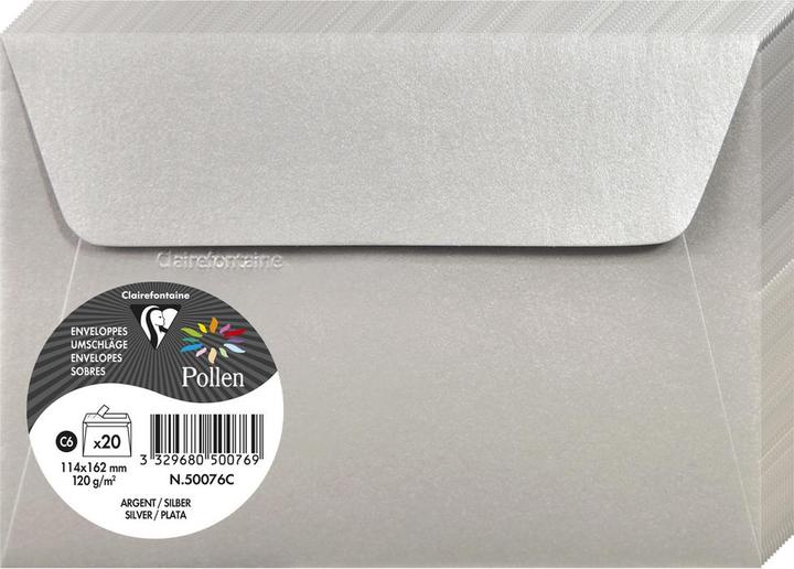 Image du produit Clairefontaine Pollen by Enveloppe C6, argentée (162 x 114 mm, 20 x)