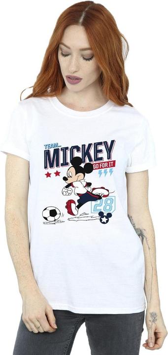 Actual product image Disney Womens/Ladies Mickey Mouse Team Mickey Football Cotton Boyfriend T-Shirt (3XL)