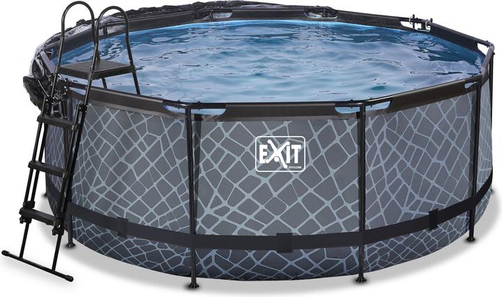 Produktbild Exit Rahmen-Pool rund 360x122 cm mit Sonnendach und Sandfilterpumpe (Ø 360 x 122 cm)