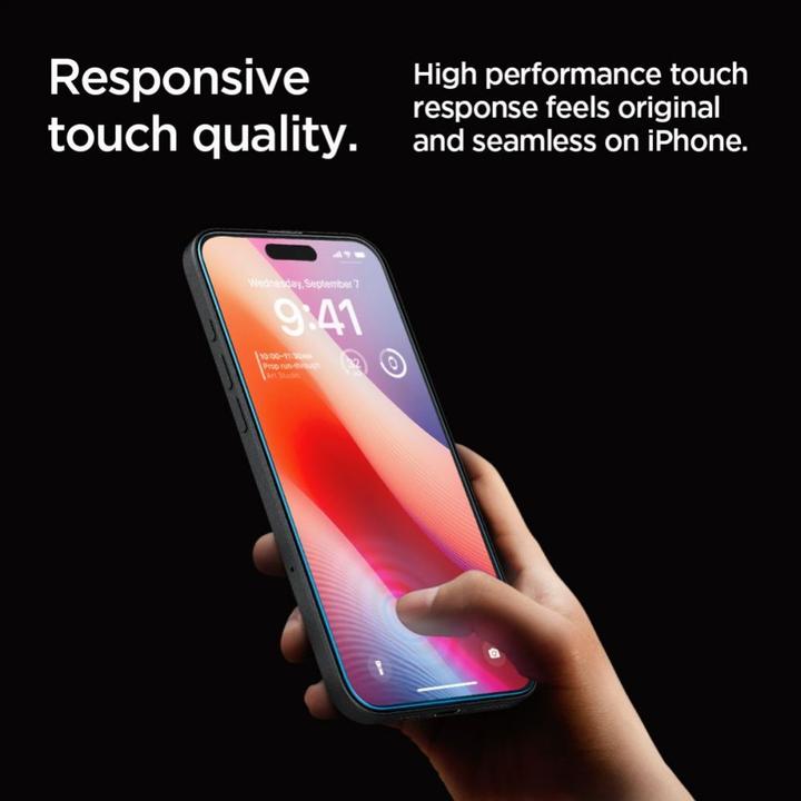 Actual product image Spigen Glas.TR iPhone 16 Pro "EZ FIT" clear szkło hartowane AGL07935 (1 Piece, Apple iPhone 16 Pro)