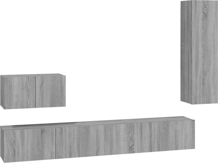 Actual product image VidaXL 4-tlg. TV-Schrank-Set Grau Sonoma Holzwerkstoff,Farbe: Grau (100 x 30 x 30 cm)