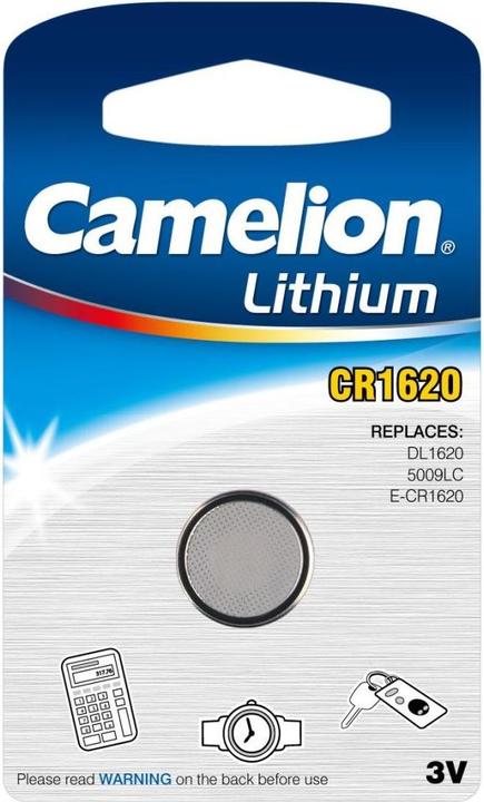 Produktbild Camelion Lithium Knopfzelle, CR1620 / DL1620 / 5009LC / E-CR1620 / 280-208, 3V - 1 Stück (1 Stk., CR1620, 70 mAh)