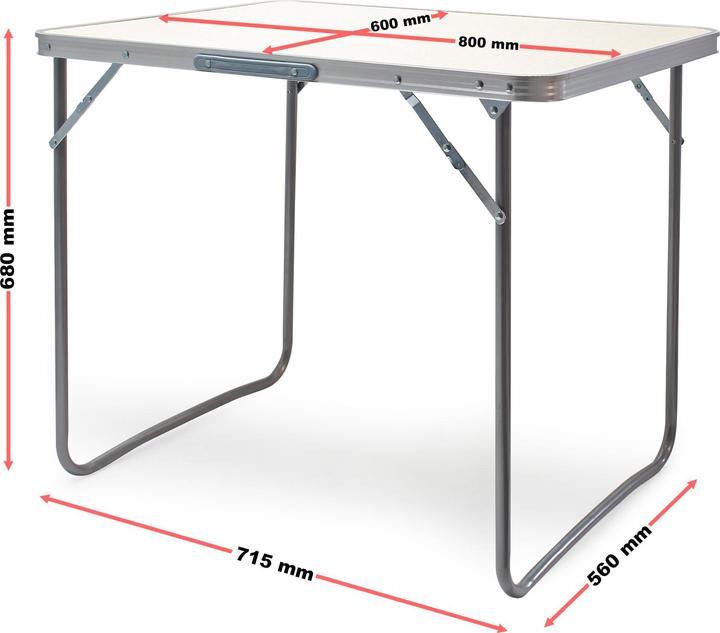 Image du produit Wiltec Table de camping pliante 80x60cm aluminium plateau blanc Table pliante