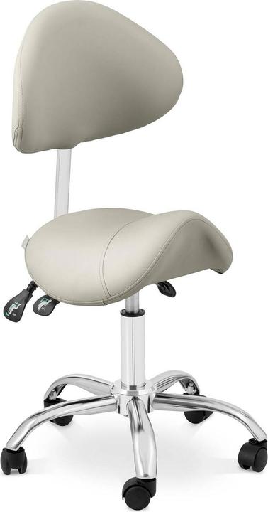 Produktbild Physa Sattelstuhl Sattelhocker mit Lehne Rollhocker Grau, Silbern höhenverstellbar