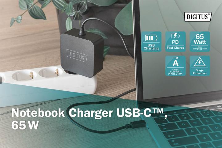 Immagine prodotto Digitus Caricabatterie per notebook Alimentazione USB-C 65W PD3.0 DA-10071 1,2 m, nero (65 W)