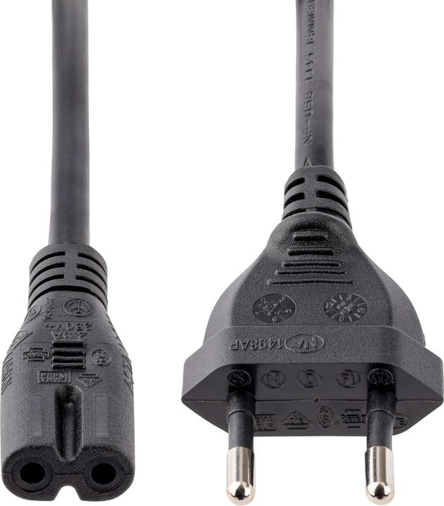 Immagine prodotto StarTech com 752E-2M-POWER-LEAD, 2 m, CEE7/16, Accoppiatore C7, H03VVH2-F, 250 V, 2.5 A (2 m)
