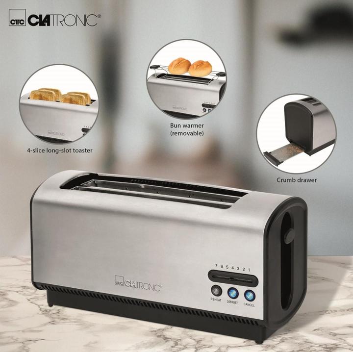 Actual product image Clatronic TA long slot toaster inox