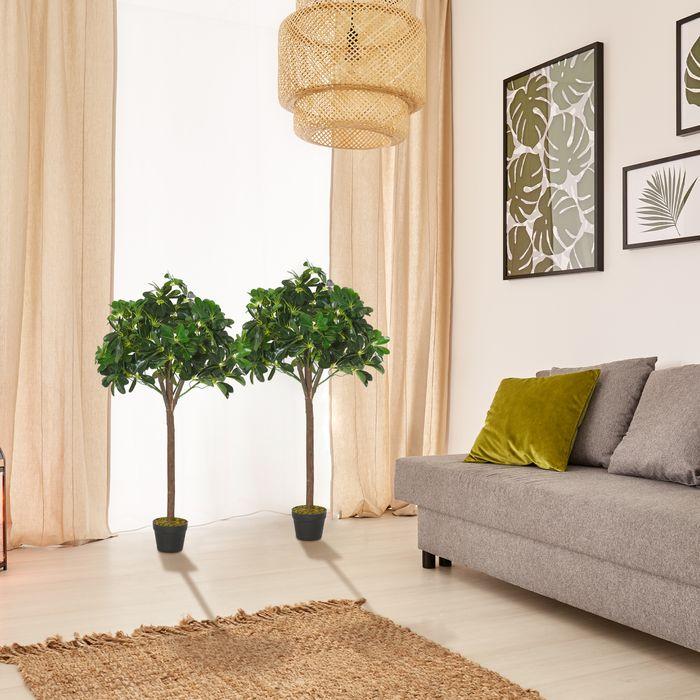 Actual product image Swisshandel24 2er-Set Künstlicher Lorbeerbaum 120cm Kunstpflanzen im Zementtopf, Zimmerpflanze (120 cm)