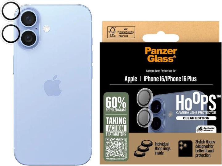 Actual product image PanzerGlass Hoops Transparent Lens Protector iPhone '24 6.1"/ 6.7" (1 Piece, Apple iPhone 16 Plus)