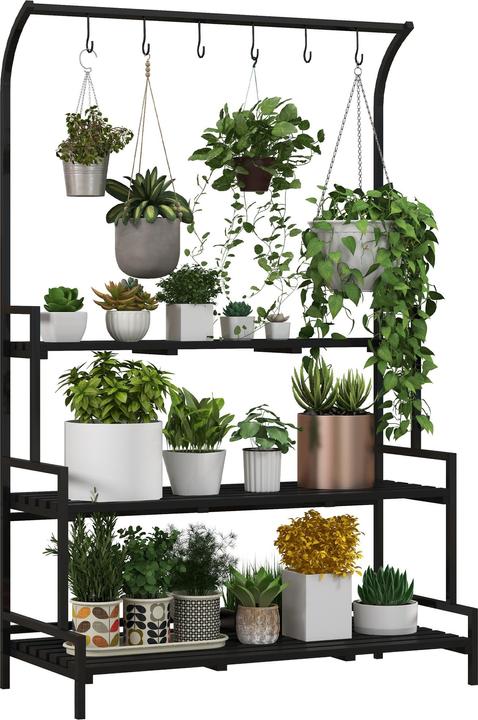 Outsunny Blumenständertreppe mit 6 Haken
