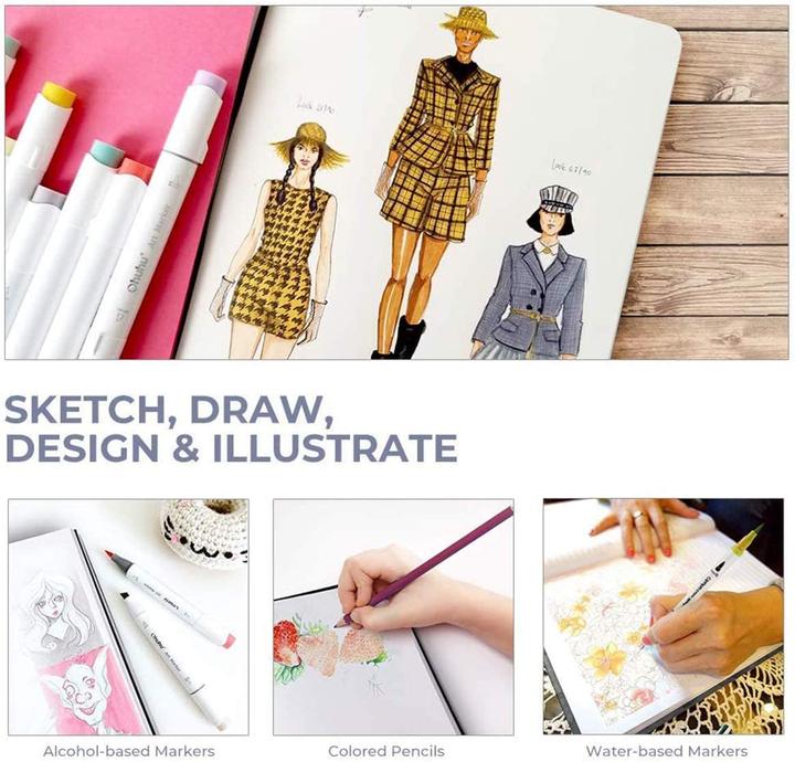 Actual product image Ohuhu Art sketchbook (22.5 x 21 cm, Plain, Soft cover)