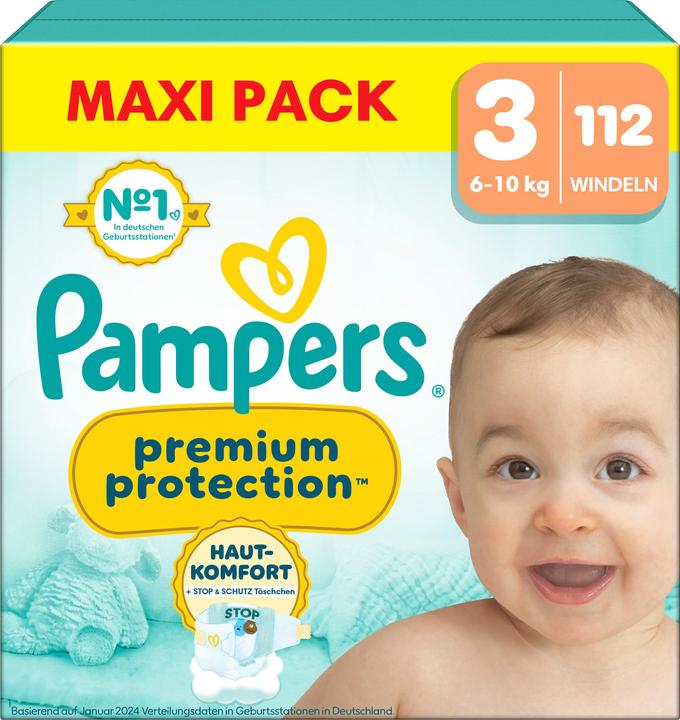 Produktbild Pampers Premium Protection (Gr. 3, Monatsbox, 112 Stück)