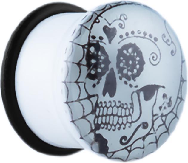 Star Piercing Flared Plug mit Stammes-Schädel "Glow" (ohne Messing, Acryl)