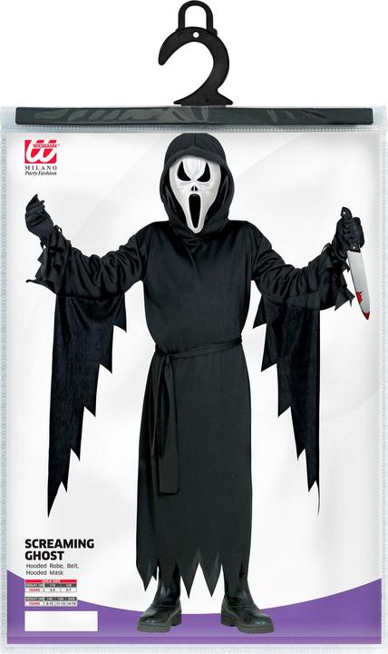 Immagine prodotto Widmann Costume da Scream per bambini con cappuccio, cintura e maschera (164)