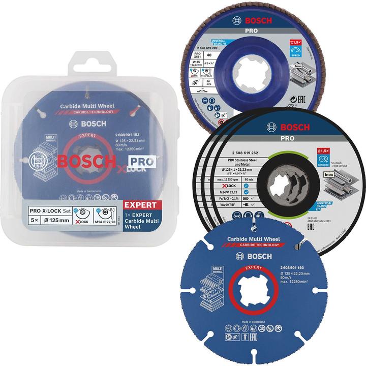 Bosch Professional Zubehör PRO Schneiden und Schleifen X-Lock Set, 125 x 1 x 22,23 mm
